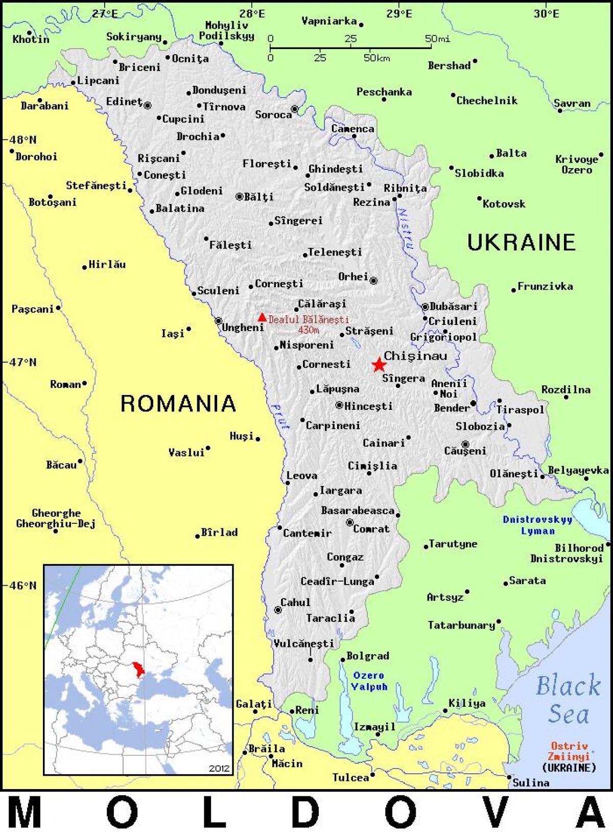 Kart over Moldova land 
