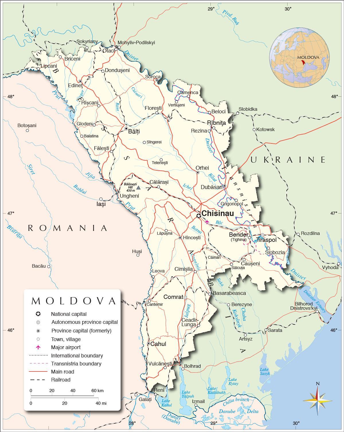 Kart over republikken Moldova